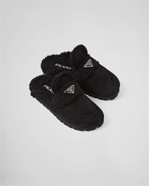 prada shearling slippers